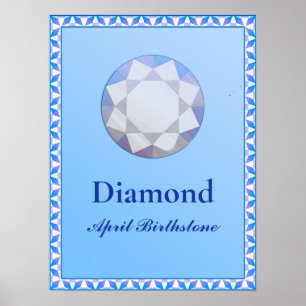 Poster Illustration Birthstone pour avril - Diamond
