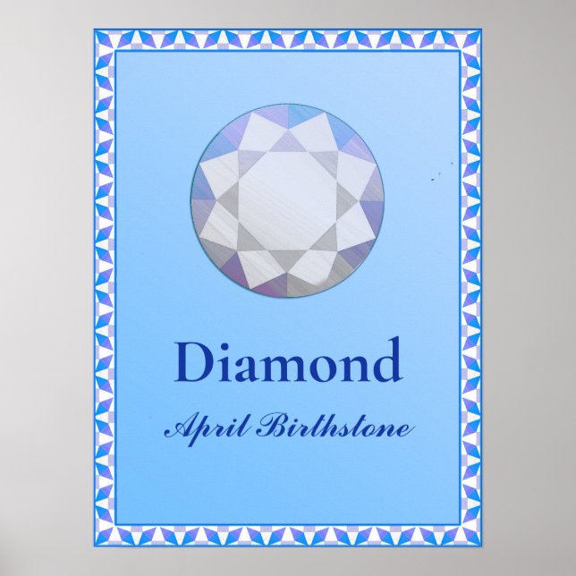 Poster Illustration Birthstone pour avril - Diamond (Devant)