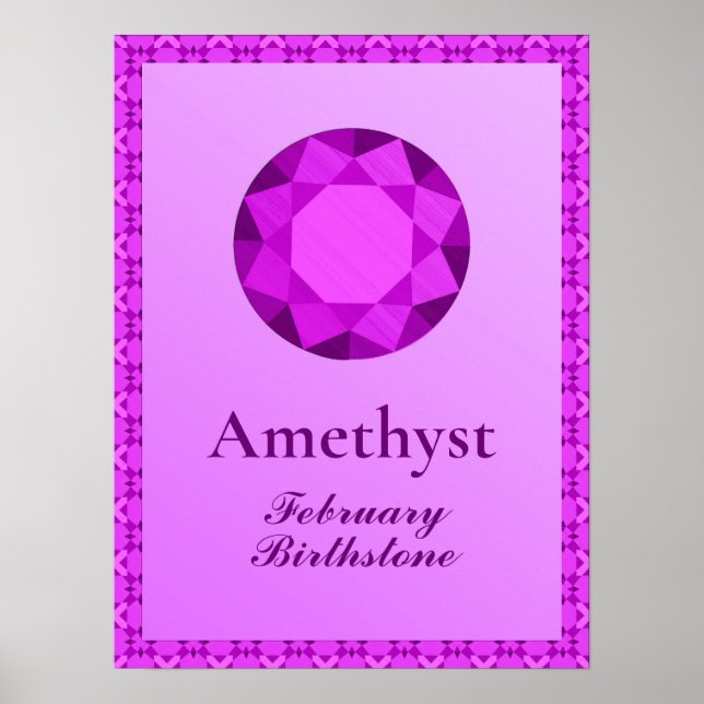 Poster Illustration Birthstone pour Février - Amethyst (Devant)
