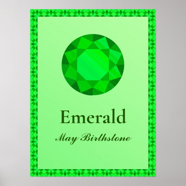 Poster Illustration Birthstone pour mai - Emerald (Devant)