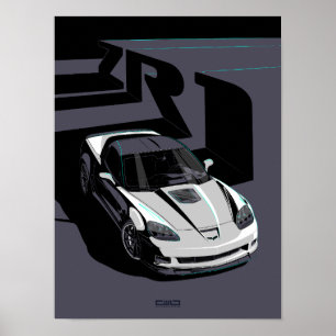 Poster Illustration blanche C6 ZR1