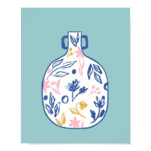 Illustration Boho Floral Vase Imprimer - Minim mod