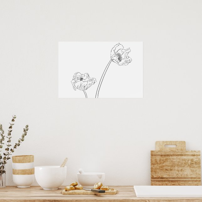 Poster Illustration botanique de pavot en ligne (Cuisine)