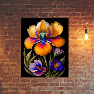 Poster Illustration botanique florale jaune