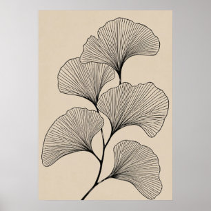 Poster Illustration botanique minimaliste de feuille de G