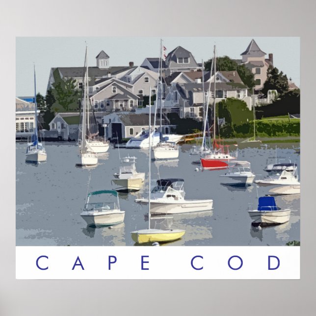 Poster Illustration Cape Cod Harbour (Devant)