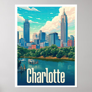 Poster Illustration Charlotte Art Vintage voyage