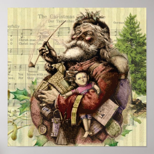 Poster Illustration classique de l'arbre du Père Noël joy (Devant)