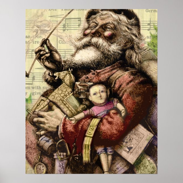 Poster Illustration classique de l'arbre du Père Noël joy (Devant)