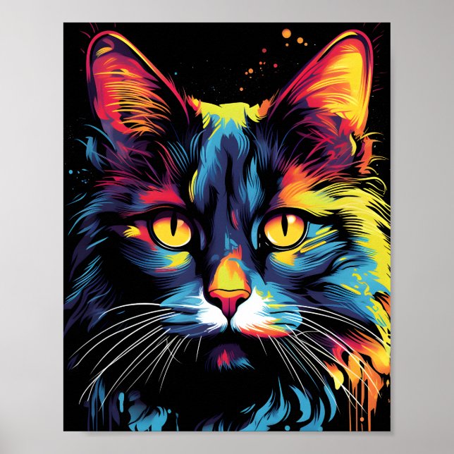 Poster Illustration colorée de chats (Devant)