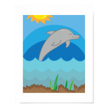 Illustration Colorée de Dauphin | Animal Marin pou