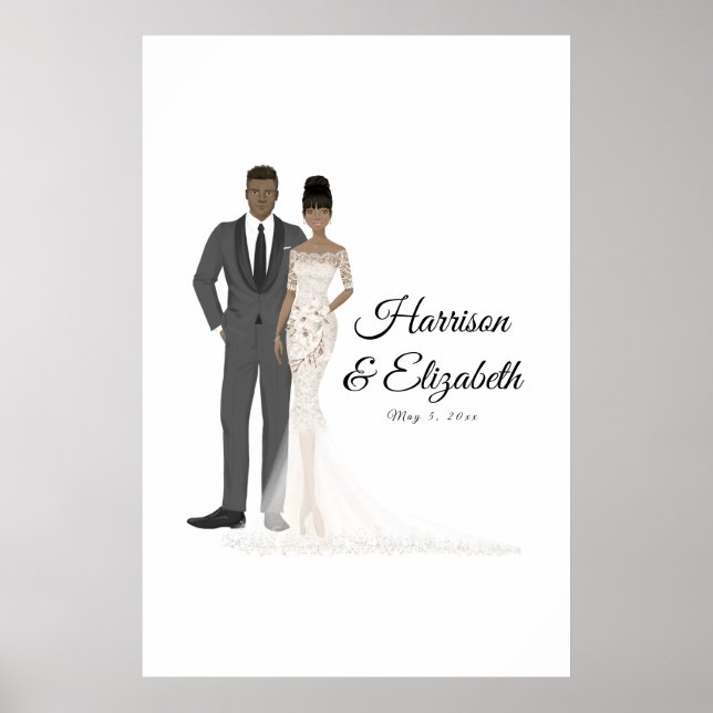 Poster Illustration Couple Mariage Guest Book Alternative (Devant)