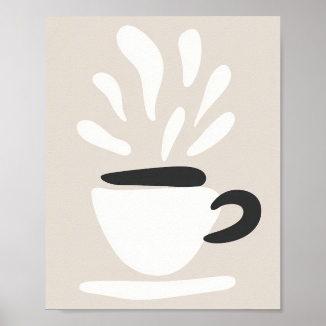 Poster Illustration Cup of Steaming Coffee Boho Style (Devant)