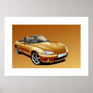 Poster Illustration d'affiche de Mazda MX5 mk2