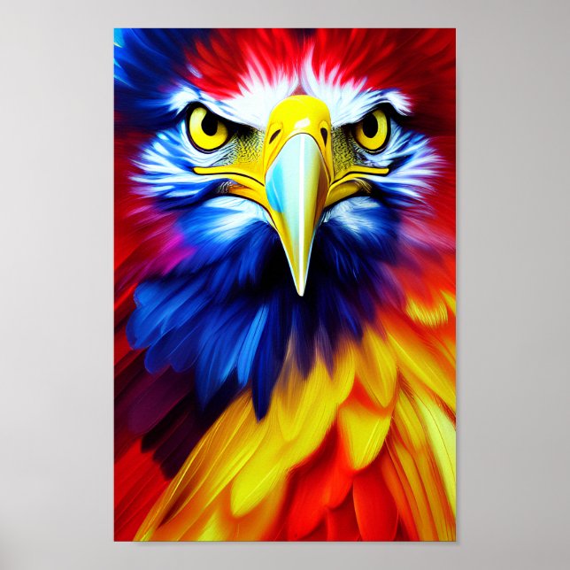 Poster Illustration d'aigle unique Art multicolore (Devant)