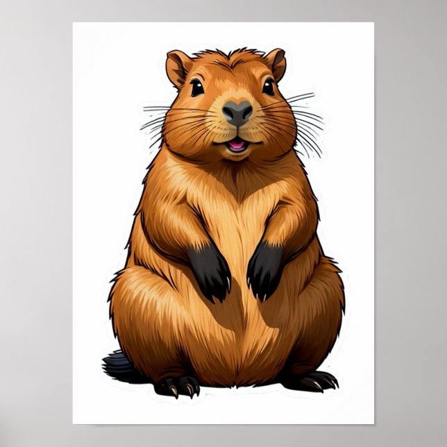 Poster Illustration d'animal de rongeur de Capybara migno (Devant)