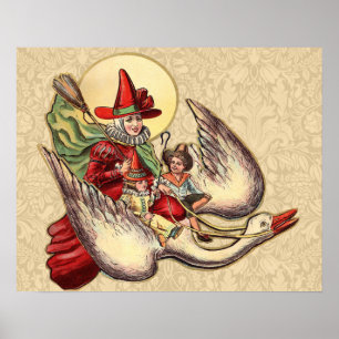 Poster Illustration d'antiquité de Mère Goose Child