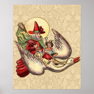 Poster Illustration d'antiquité de Mère Goose Child