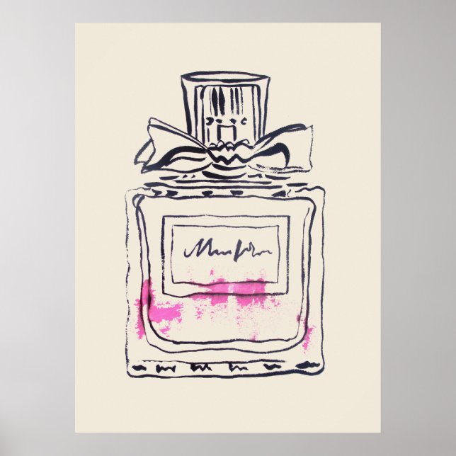 Poster Illustration d'aquarelle de mode de bouteille de p (Devant)