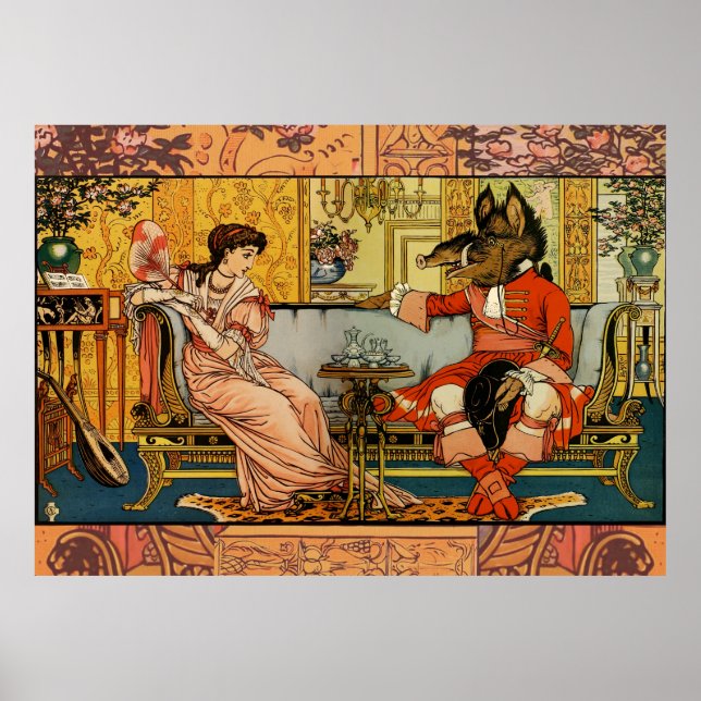 Poster Illustration d'art classique de La Belle et la Bêt (Devant)