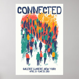 Poster Illustration d'art de foule Communauté connectée