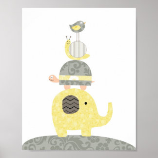 Poster Illustration d'art de la pépinière tortue d'élépha