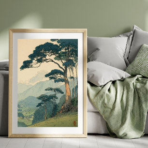 Poster Illustration d'art de paysage japonais   Vintage
