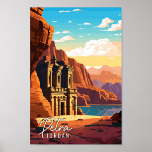 Poster Illustration d'art de voyage vintage Petra Jordan