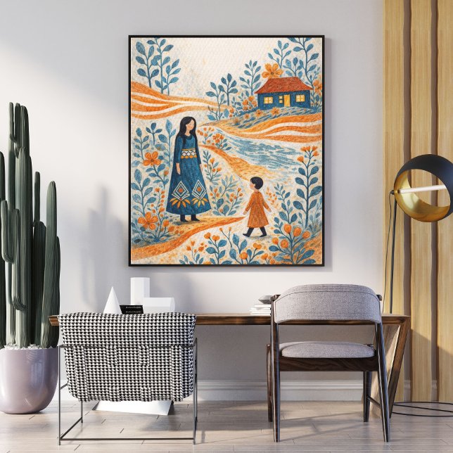 Poster Illustration d'art folklorique fantaisiste de mère (Créateur téléchargé)