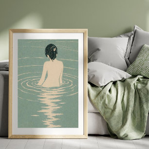 Poster Illustration de bain japonais Bois japonais vint