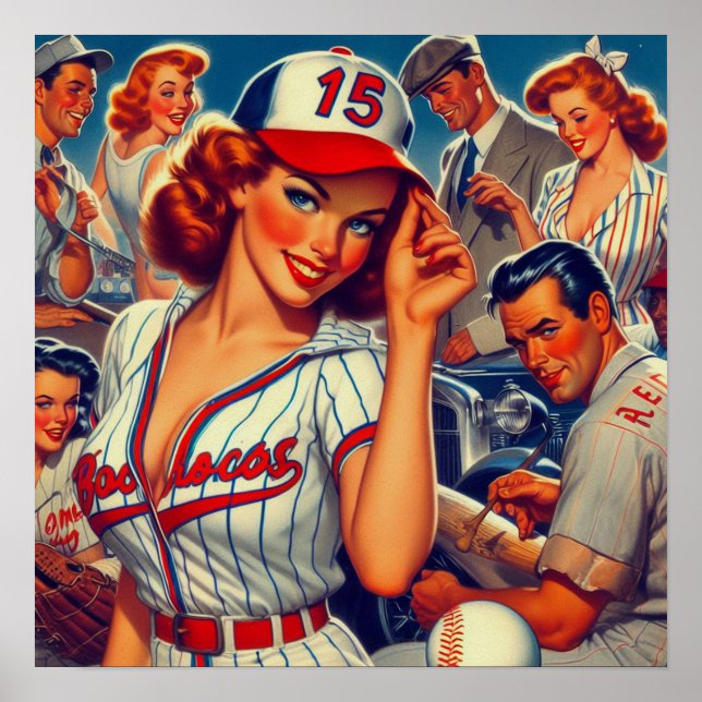 Poster Illustration de baseball vintage (Devant)