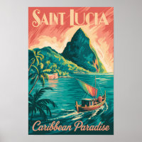 Illustration de bateau à Sainte-Lucie Art de voyag
