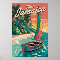 Illustration de bateau Jamaïcain Art de voyage Vin