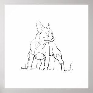 Poster Illustration de Bouledogue Français - Maman de Chi