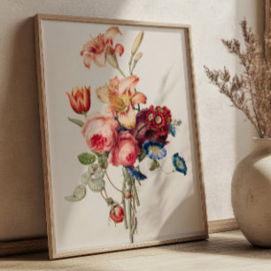 Poster Illustration de bouquet de fleurs vintage Art bota