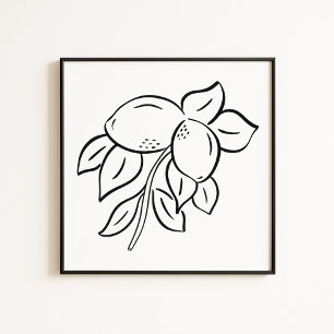 Poster Illustration de branche de citron fantaisiste dess