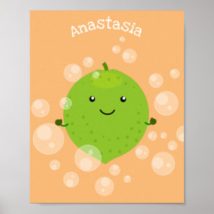 Poster Illustration de bulles de chaux vert mou