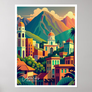Poster Illustration de Caracas Venezuela Art Vintage voya