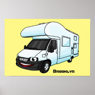 Poster Illustration de caravane heureuse en style cartoon