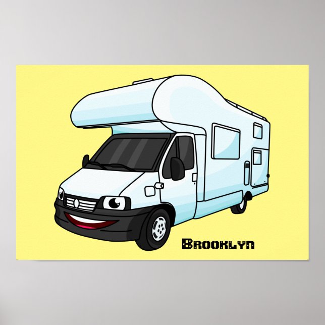 Poster Illustration de caravane heureuse en style cartoon (Devant)
