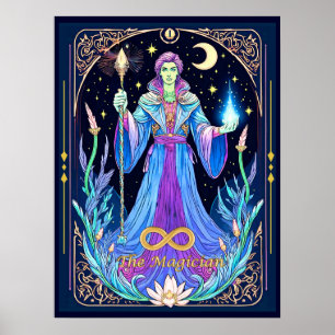 Poster Illustration de carte de tarot, Le Magicien