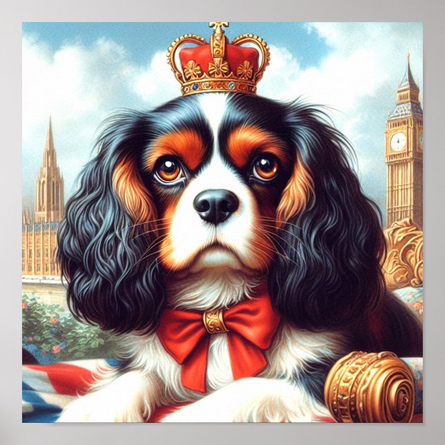 Poster Illustration de Cavalier King Charles Spaniel (Devant)