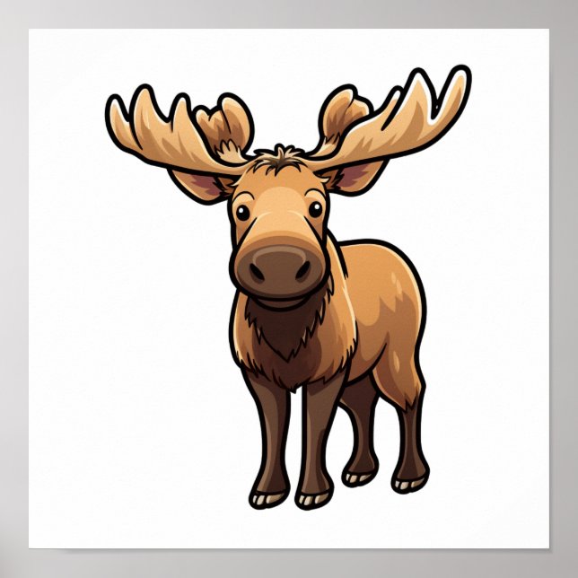 Poster Illustration de cerf de dessin (Devant)