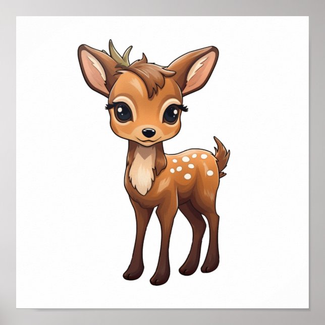 Poster Illustration de cerf de dessin (Devant)