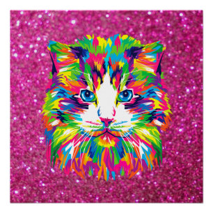 Poster Illustration de chat Abstraite