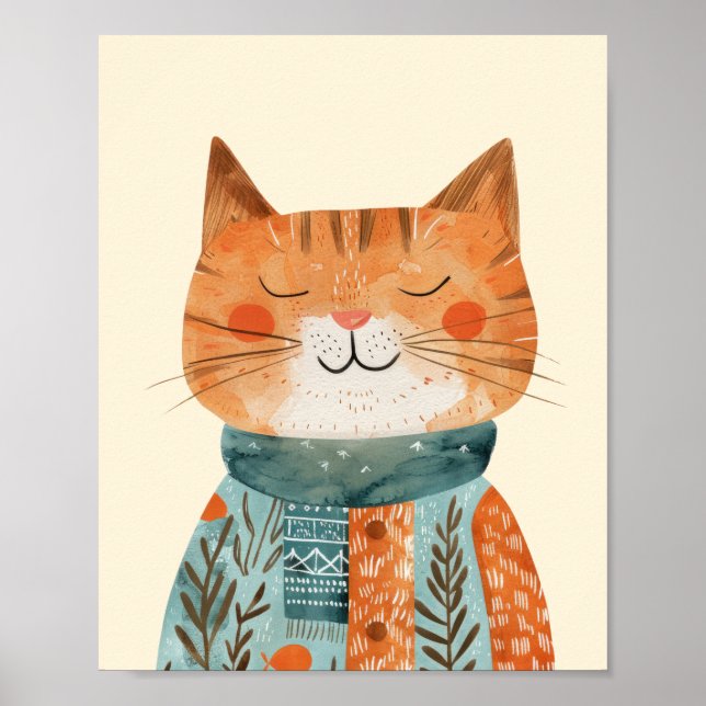 Poster Illustration de chat en lunette (Devant)