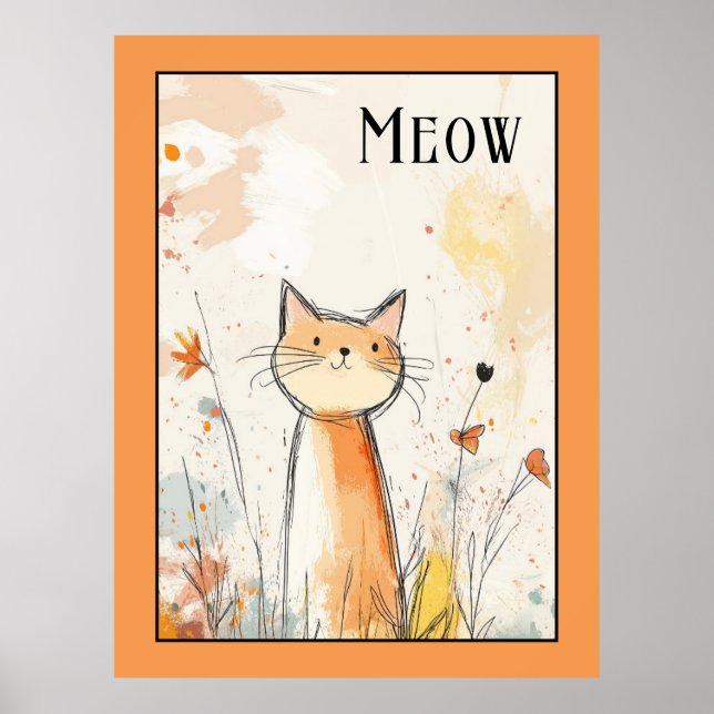 Poster Illustration de chat orange adorable (Devant)
