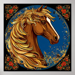 Poster Illustration de cheval de fantaisie de conte de fé