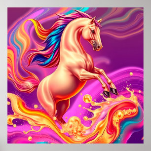 Poster Illustration de cheval vibrant abstrait