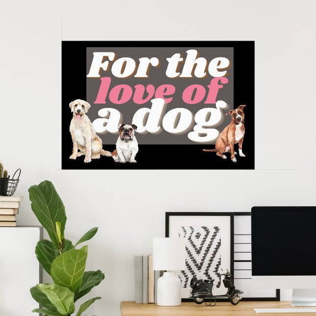 Poster Illustration De Chien Avec Citation Inspirationnel (Bureau à domicile)
